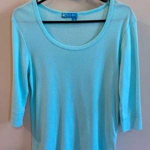 Fresh Produce blue 3/4 length sleeve top